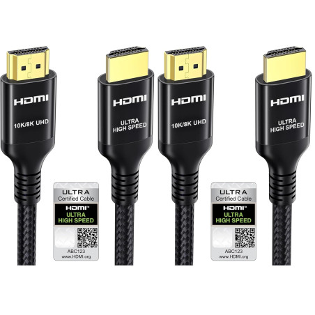 Etseinri Câble HDMI 2.1 1M, Certifié 10K 8K 4K Câble HDMI® Ultra Haute Vitesse 4K 240Hz 165Hz 120Hz 8K 60Hz 48Gbps HDCP 2.3 Dolb