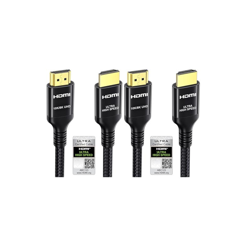 Etseinri Câble HDMI 2.1 2M, Certifié 10K 8K 4K Câble HDMI® Ultra Haute Vitesse 4K 240Hz 165Hz 120Hz 8K 60Hz 48Gbps HDCP 2.3 Dolb