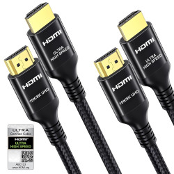 Etseinri Câble HDMI 2.1 2M Lot de 2, Certifié 48Gbps Câble HDMI® Ultra Haute Vitesse 4K 240Hz 165Hz 120Hz 8K 60Hz HDCP 2.3 eARC 