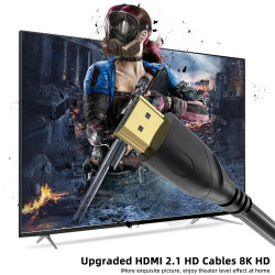 8K/4K câble HDMI 1m(HDMI 2.1,8k@60hz,48gbps&4k@120hz,18gbps) ultra rapide plaqué connecteur,retour Audio Ethernet,vidéo 8K/4k,Fu
