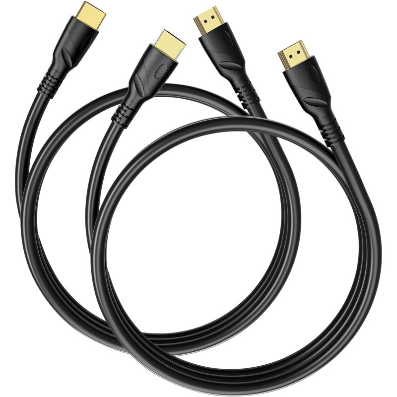 8K/4K câble HDMI 2m*2pcs(HDMI 2.1,8k@60hz,48gbps&4k@120hz,18gbps) ultra rapide plaqué connecteur,retour Audio Ethernet,vidéo 8K/