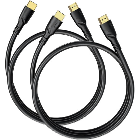 8K/4K câble HDMI 2m*2pcs(HDMI 2.1,8k@60hz,48gbps&4k@120hz,18gbps) ultra rapide plaqué connecteur,retour Audio Ethernet,vidéo 8K/