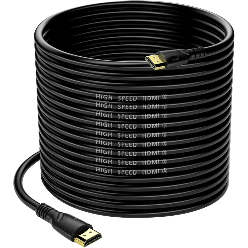 4K câble HDMI 20m(HDMI 2.0,18gbps) ultra rapide plaqué connecteur,retour Audio Ethernet,vidéo 4k@60hz Fullhd1080p 3D compatible 