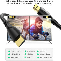 4K câble HDMI 25m(HDMI 2.0,18gbps) ultra rapide plaqué connecteur,retour Audio Ethernet,vidéo 4k@60hz Fullhd1080p 3D compatible 