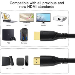 4K câble HDMI 25m(HDMI 2.0,18gbps) ultra rapide plaqué connecteur,retour Audio Ethernet,vidéo 4k@60hz Fullhd1080p 3D compatible 