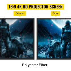 VEVOR Écran de projection sur trépied avec support 177,8 cm 16:9 4K HD - Sans plis - Réglable en hauteur - Écran portable pour p