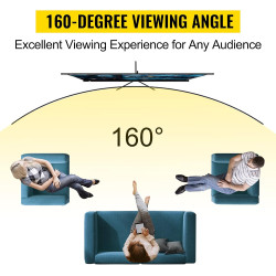 VEVOR Écran de Projection avec Trépied 80" 203,2 cm Toile de Projecteur avec Trépied 16:9 4K HD Écran de Projection avec Pied Zo