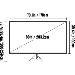 VEVOR Écran de Projection avec Trépied 80" 203,2 cm Toile de Projecteur avec Trépied 16:9 4K HD Écran de Projection avec Pied Zo
