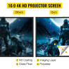 VEVOR Écran de Projection avec Trépied 80" 203,2 cm Toile de Projecteur avec Trépied 16:9 4K HD Écran de Projection avec Pied Zo