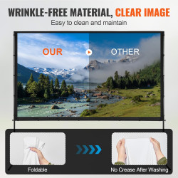 VEVOR Écran de Projection sur Pied Portable 100 pouces 16:9 HD Toile de Projection Double Face Anti-Plis Grand Angle de Vision a