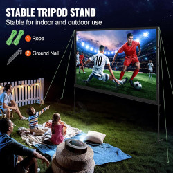 VEVOR Écran de Projection sur Pied Portable 100 pouces 16:9 HD Toile de Projection Double Face Anti-Plis Grand Angle de Vision a