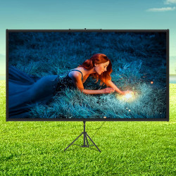 VEVOR Écran de Projection avec Trépied 110 Pouces 4K HD 16:9 Toile sur Hauteur Réglable pour Projecteur 244 x 137 cm Infroissabl