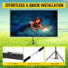 VEVOR Écran de Projection avec Trépied 110 Pouces 4K HD 16:9 Toile sur Hauteur Réglable pour Projecteur 244 x 137 cm Infroissabl