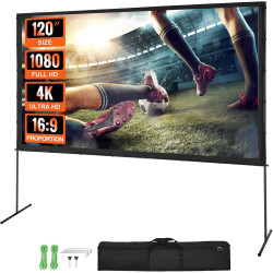 VEVOR Écran de Projection sur Pied 120 pouces 16:9 HD Toile de Projection Portable Double Face Anti-Plis Grand Angle de Vision a