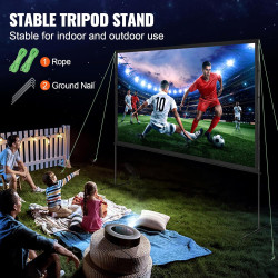 VEVOR Écran de Projection sur Pied 120 pouces 16:9 HD Toile de Projection Portable Double Face Anti-Plis Grand Angle de Vision a