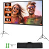 VEVOR Écran de Projection sur Pied Portable 120 pouces 16:9 HD Toile de Projection Double Face Anti-Plis Grand Angle de Vision a