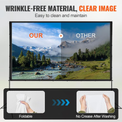 VEVOR Écran de Projection sur Pied Portable 120 pouces 16:9 HD Toile de Projection Double Face Anti-Plis Grand Angle de Vision a