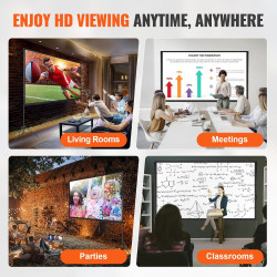 VEVOR Écran de Projection sur Pied Portable 120 pouces 16:9 HD Toile de Projection Double Face Anti-Plis Grand Angle de Vision a