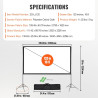 VEVOR Écran de Projection sur Pied Portable 120 pouces 16:9 HD Toile de Projection Double Face Anti-Plis Grand Angle de Vision a