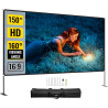 VEVOR Écran de Projection avec Support 150" 381 cm Toile de Projection sur Pied HD 16:9 336x190 cm Écran de Projecteur en Alu Vi