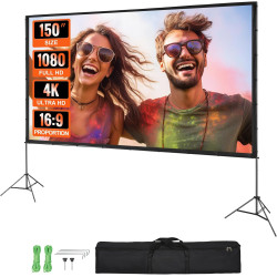 VEVOR Écran de Projection sur Pied Portable 150 pouces 16:9 HD Toile de Projection Double Face Anti-Plis Grand Angle de Vision a
