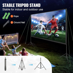 VEVOR Écran de Projection sur Pied Portable 150 pouces 16:9 HD Toile de Projection Double Face Anti-Plis Grand Angle de Vision a