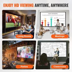 VEVOR Écran de Projection sur Pied Portable 150 pouces 16:9 HD Toile de Projection Double Face Anti-Plis Grand Angle de Vision a