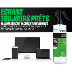 EQM - ECO-219 - Kit Nettoyant Écrans + Chiffon Microfibre - 500 ML - Format Premium - Compatible Tablette, Mobile, Ordinateur Po