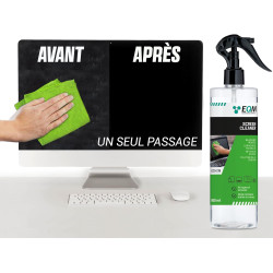 EQM - ECO-219 - Kit Nettoyant Écrans + Chiffon Microfibre - 500 ML - Format Premium - Compatible Tablette, Mobile, Ordinateur Po