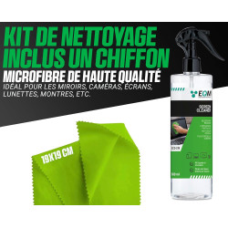 EQM - ECO-219 - Kit Nettoyant Écrans + Chiffon Microfibre - 500 ML - Format Premium - Compatible Tablette, Mobile, Ordinateur Po