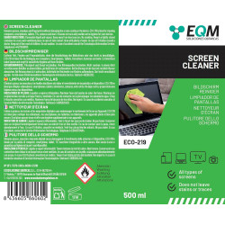 EQM - ECO-219 - Kit Nettoyant Écrans + Chiffon Microfibre - 500 ML - Format Premium - Compatible Tablette, Mobile, Ordinateur Po