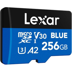 Lexar bleu carte micro sd 256go, jusqu'à 160 mo/s en lecture, carte microsdxc uhs-i, c10, u3, v30, a2, vidéo full hd et 4k, cart