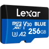 Lexar bleu carte micro sd 256go, jusqu'à 160 mo/s en lecture, carte microsdxc uhs-i, c10, u3, v30, a2, vidéo full hd et 4k, cart
