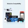 Lexar bleu carte micro sd 128go, jusqu'à carte microsdxc uhs-i 160 mo/s en lecture, classe 10, u3, v30, a2, vidéo full hd et 4k,
