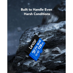 Lexar bleu carte micro sd 128go, jusqu'à carte microsdxc uhs-i 160 mo/s en lecture, classe 10, u3, v30, a2, vidéo full hd et 4k,