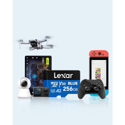Lexar bleu carte micro sd 256go 2pk, jusqu'à 160 mo/s en lecture, carte microsdxc uhs-i, c10, u3, v30, a2, vidéo full hd et 4k, 