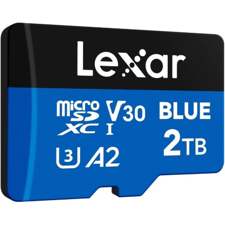 Lexar bleu carte micro sd 2to, jusqu'à carte microsdxc uhs-i 160 mo/s en lecture, classe 10, u3, v30, a2, vidéo full hd et 4k, c