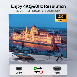 Acer Câble USB C vers HDMI 4K@60Hz, Cable Thunderbolt 4 3 Type C HDMI 2.0 Compatible avec iPhone 16 Plus Pro Max 15 MacBook Pro 