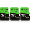 KEXIN Lot de 3 Cartes Micro Mémoire MicroSDXC SD 64 Go UHS-I, U3, C10, TF pour Drone, Dash Cam, Caméra de Sport, de Surveillance