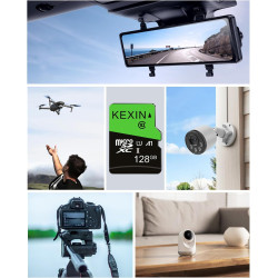 KEXIN Cartes Micro SD 128Go Lot de 3 Carte Micro SDHC 128 Go U1 UHS-I Classe 10 3 Pièces TF pour Drone, Dash Cam, Caméra de Spor