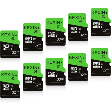 KEXIN 32Go Carte Micro SD Lot de 10 Cartes Mémoire MicroSD Vitesse allant jusqu'à 90 Mo/s U1 Carte Micro SDXC Carte TF pour pour
