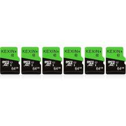 KEXIN Lot de 6 Cartes Micro Mémoire MicroSDXC SD 64 Go UHS-I, U3, C10, TF pour Drone, Dash Cam, Caméra de Sport, de Surveillance