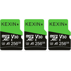KEXIN 256Go Carte Micro SD Lot de 3 Cartes Mémoire microSDXC Full HD & 4K UHD UHS-I U3 V30 A1 Lot de 3 Micro Cartes SD Stockage 