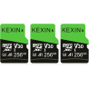 KEXIN 256Go Carte Micro SD Lot de 3 Cartes Mémoire microSDXC Full HD & 4K UHD UHS-I U3 V30 A1 Lot de 3 Micro Cartes SD Stockage 