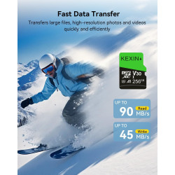 KEXIN 256Go Carte Micro SD Lot de 3 Cartes Mémoire microSDXC Full HD & 4K UHD UHS-I U3 V30 A1 Lot de 3 Micro Cartes SD Stockage 