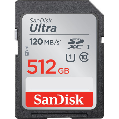 SanDisk Ultra 512Go SDXC Carte, jusqu'à 120 Mo/s, Classe 10, UHS-I, V10