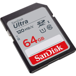 SanDisk Ultra 64GB SDXC Memory Card, Up to 120 MB/s, Class 10, UHS-I, V10