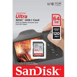SanDisk Ultra 64GB SDXC Memory Card, Up to 120 MB/s, Class 10, UHS-I, V10