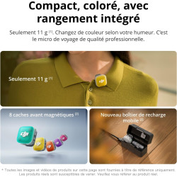 DJI Mic Mini 2 (1 TX + 1 RX Mobile + boîtier de Recharge), Micro Cravate sans Fil pour iPhone 17/16/15 et Android/Tablette/PC, p