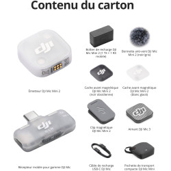 DJI Mic Mini 2 (1 TX + 1 RX Mobile + boîtier de Recharge), Micro Cravate sans Fil pour iPhone 17/16/15 et Android/Tablette/PC, p